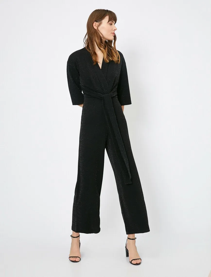 15143 Black Shimmer Jumpsuit