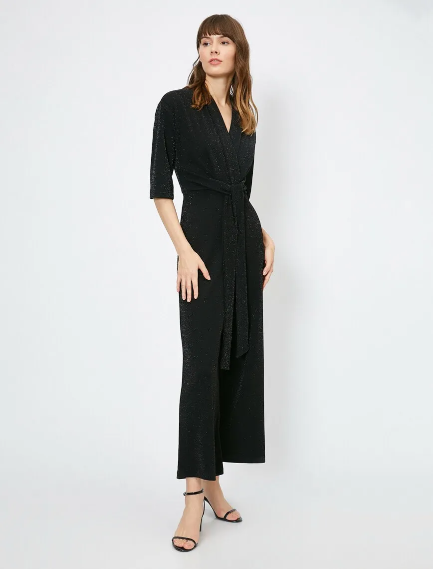 15143 Black Shimmer Jumpsuit