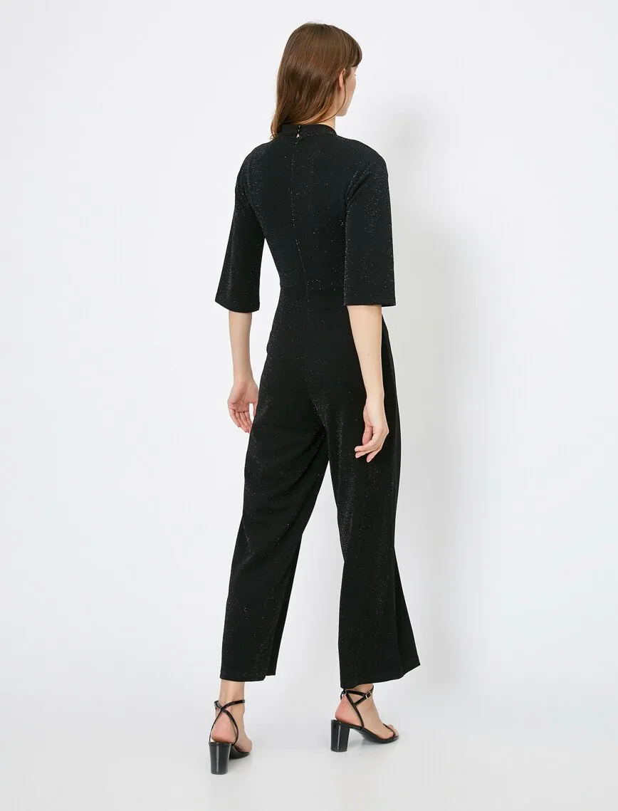 15143 Black Shimmer Jumpsuit