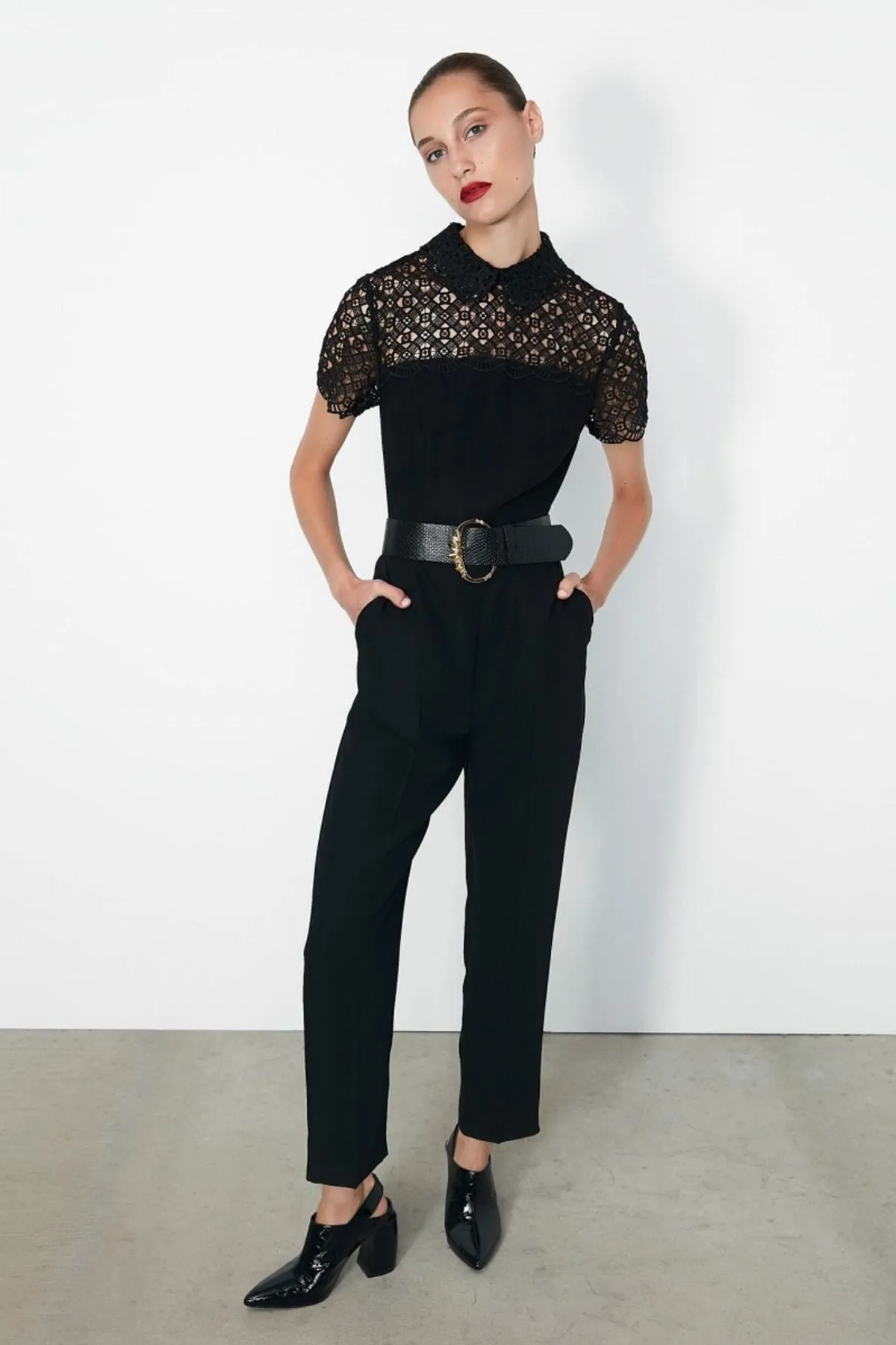 16125 Black Lace Top Jumpsuit