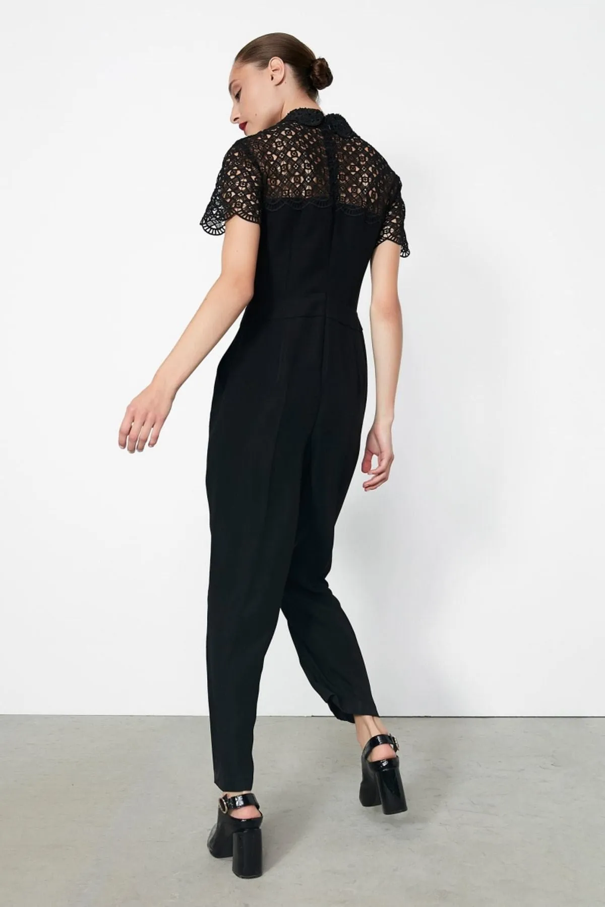 16125 Black Lace Top Jumpsuit