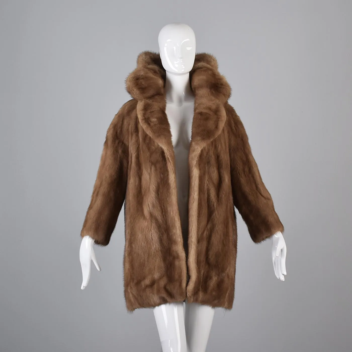 1950s Mink Coat with Dramatic Scalloped Collar