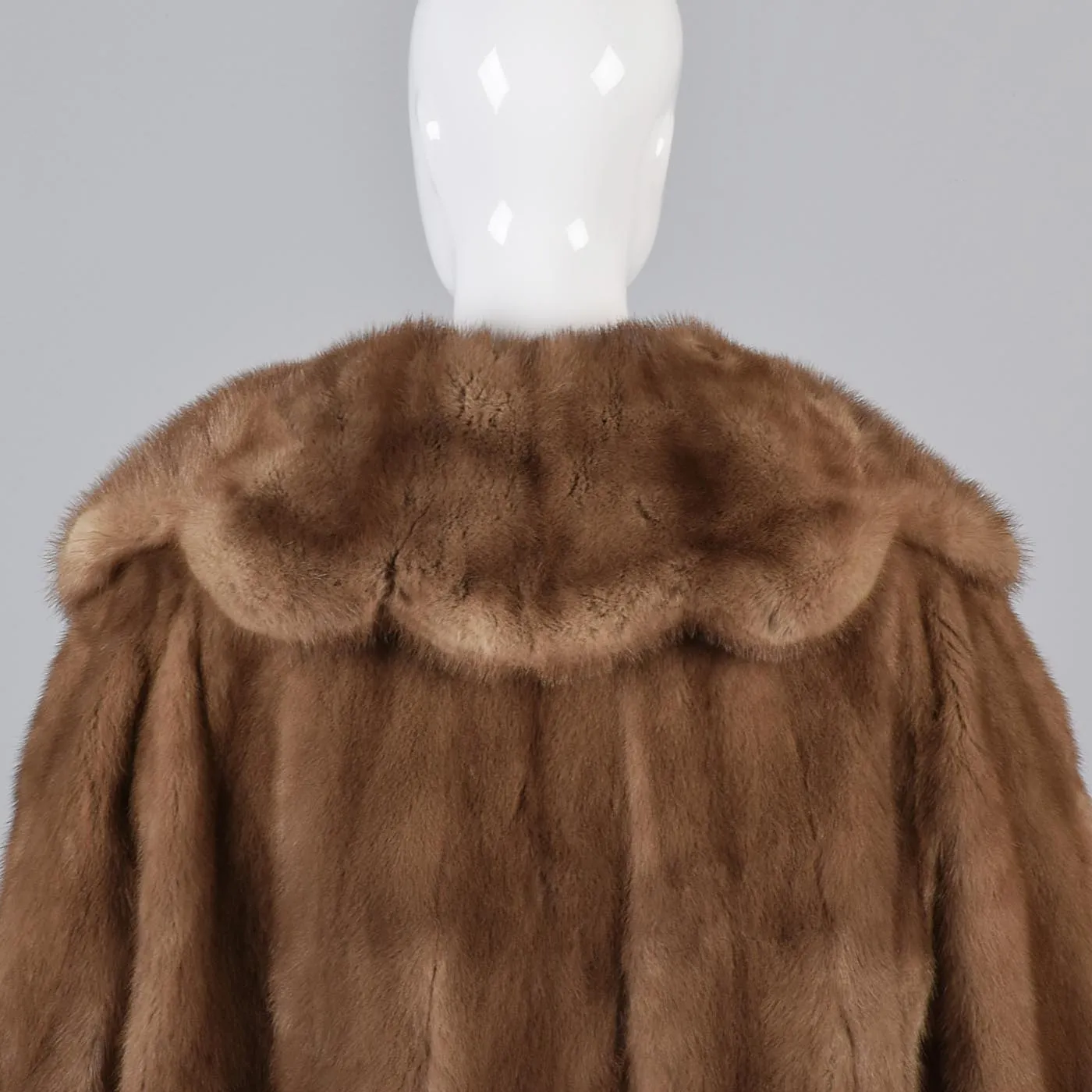 1950s Mink Coat with Dramatic Scalloped Collar