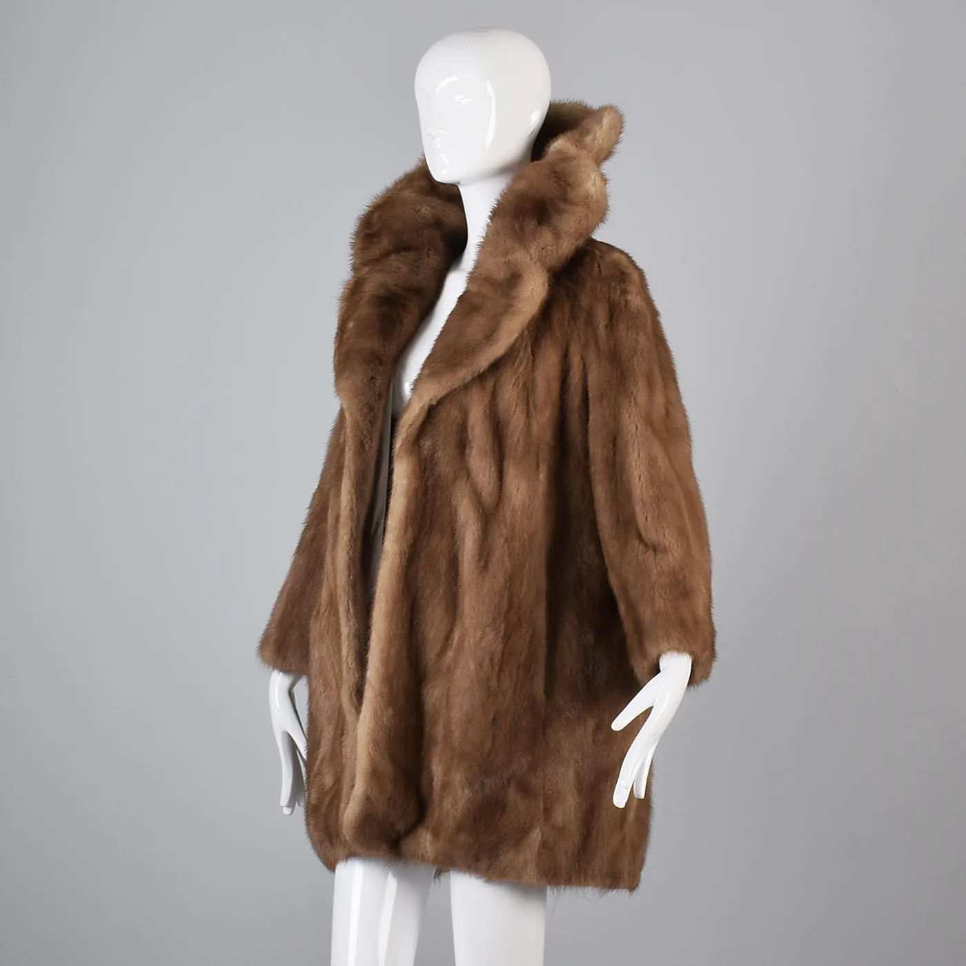 1950s Mink Coat with Dramatic Scalloped Collar