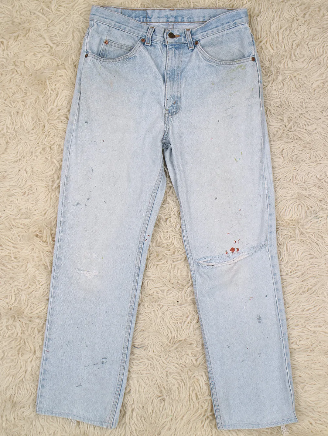 32"w 32L levi's orange tab paint spatter jeans