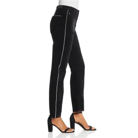 AG Jeans - The Isabelle High Rise Straight Crop in Super Black Crushed Velvet