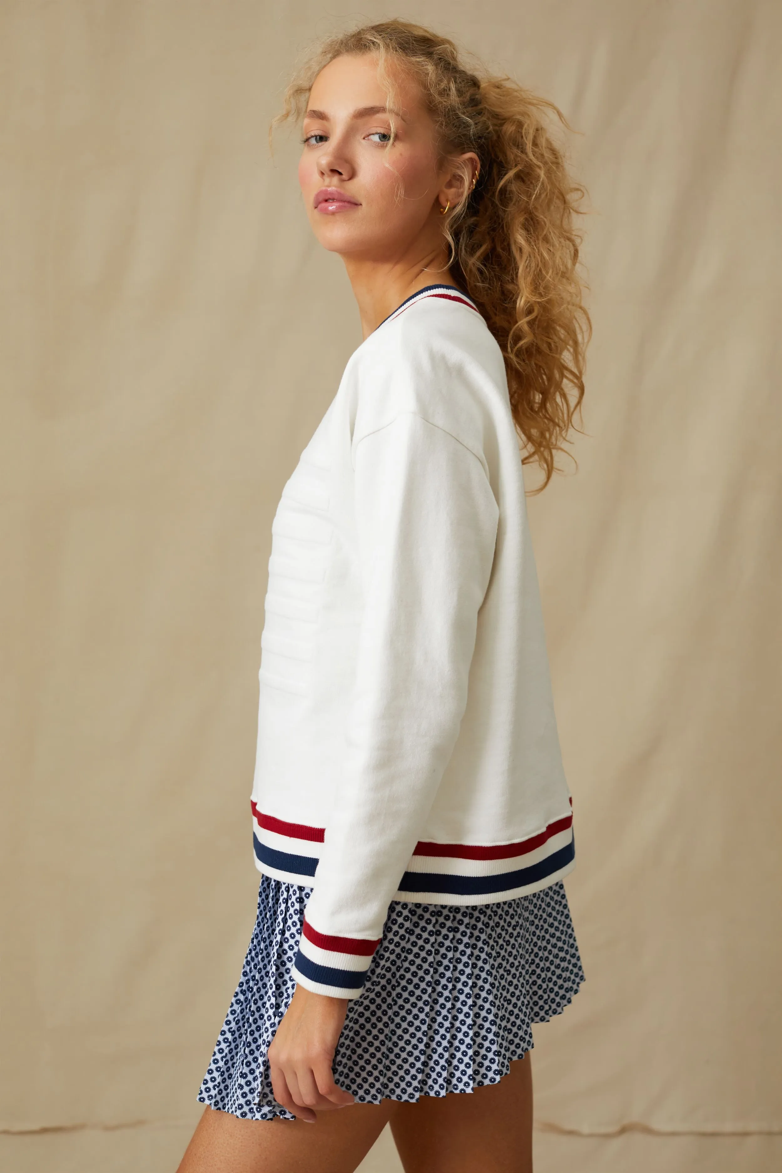 American Flag Embossed Natasha Pullover