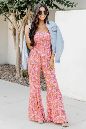 Aware of This Mauve Floral Print Flare Jumpsuit FINAL SALE