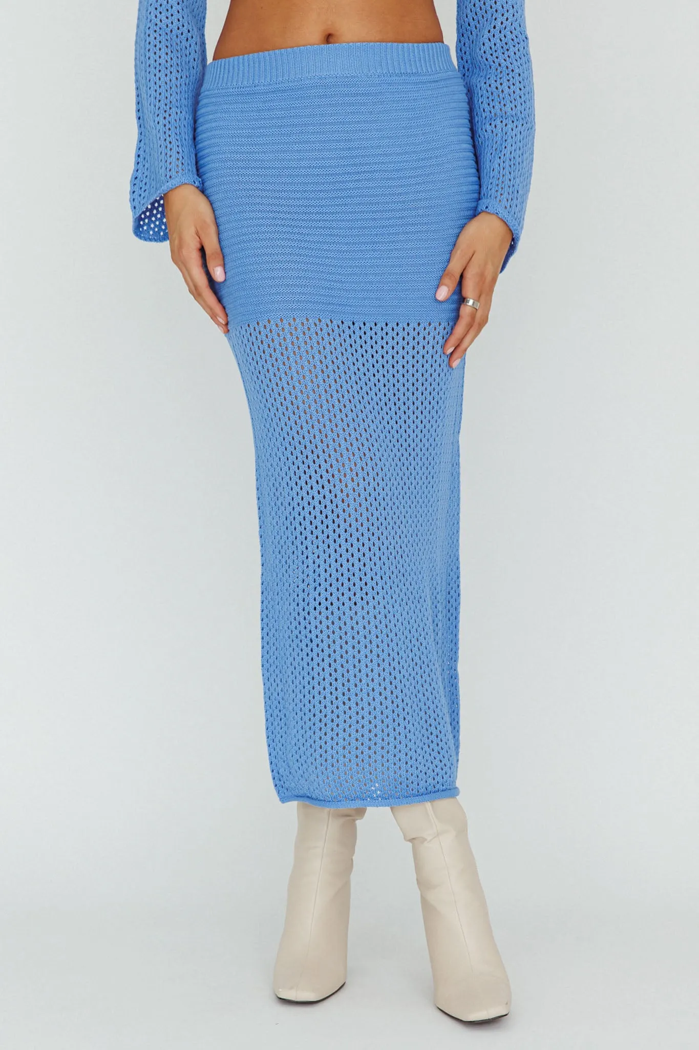 Bayside Crochet Midi Skirt Ocean