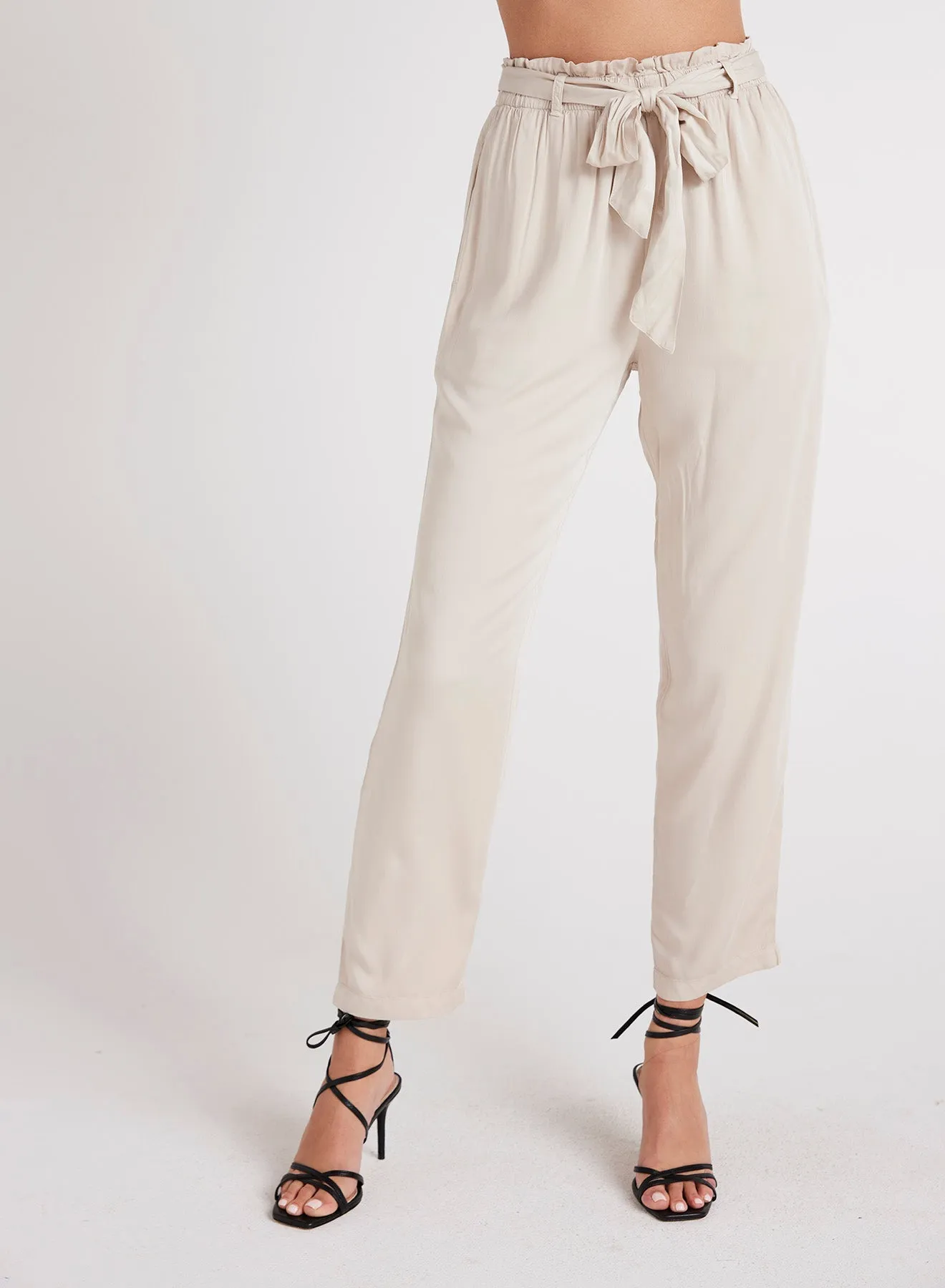 Belted Trouser - Ivory Champagne