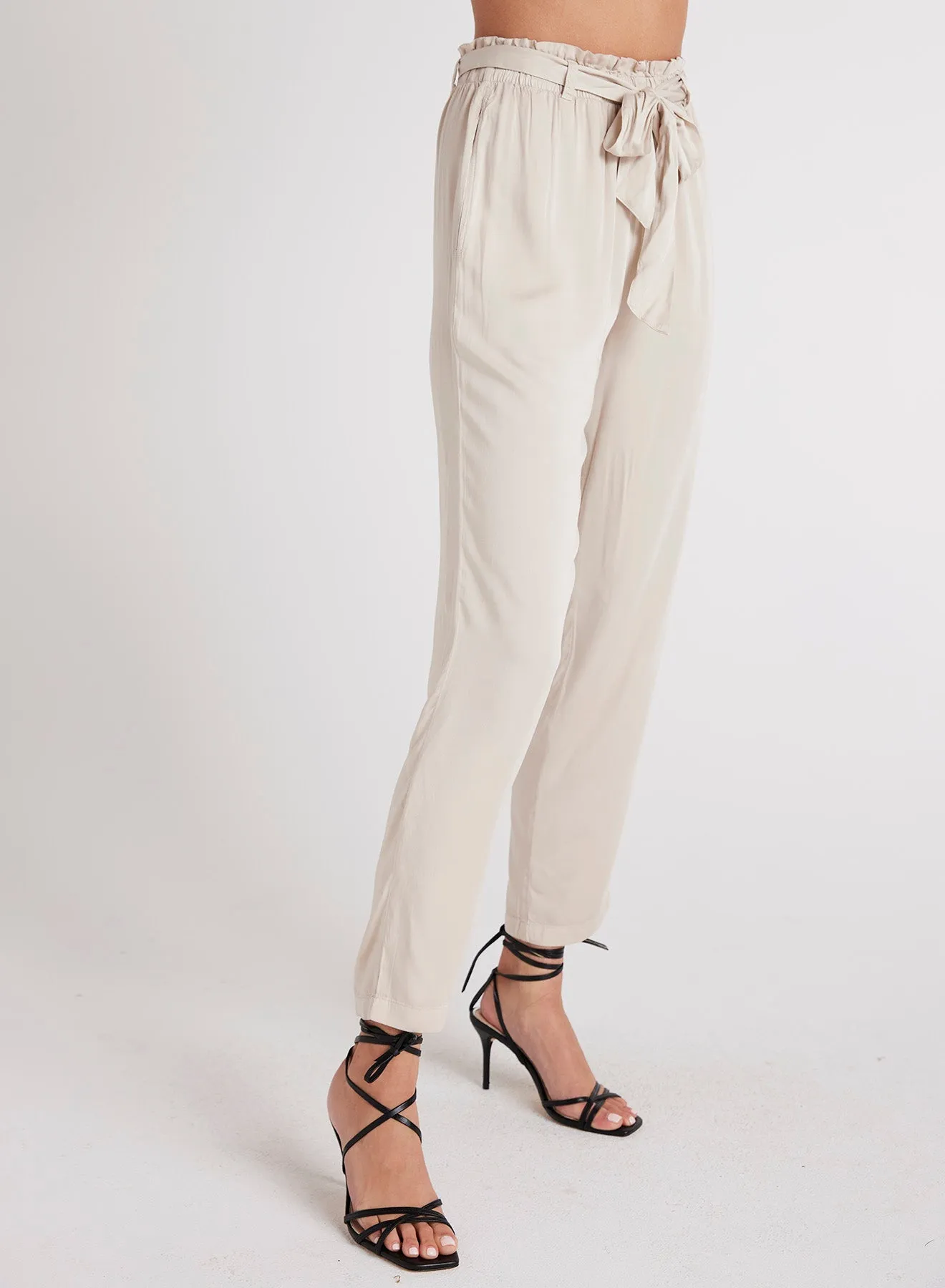 Belted Trouser - Ivory Champagne