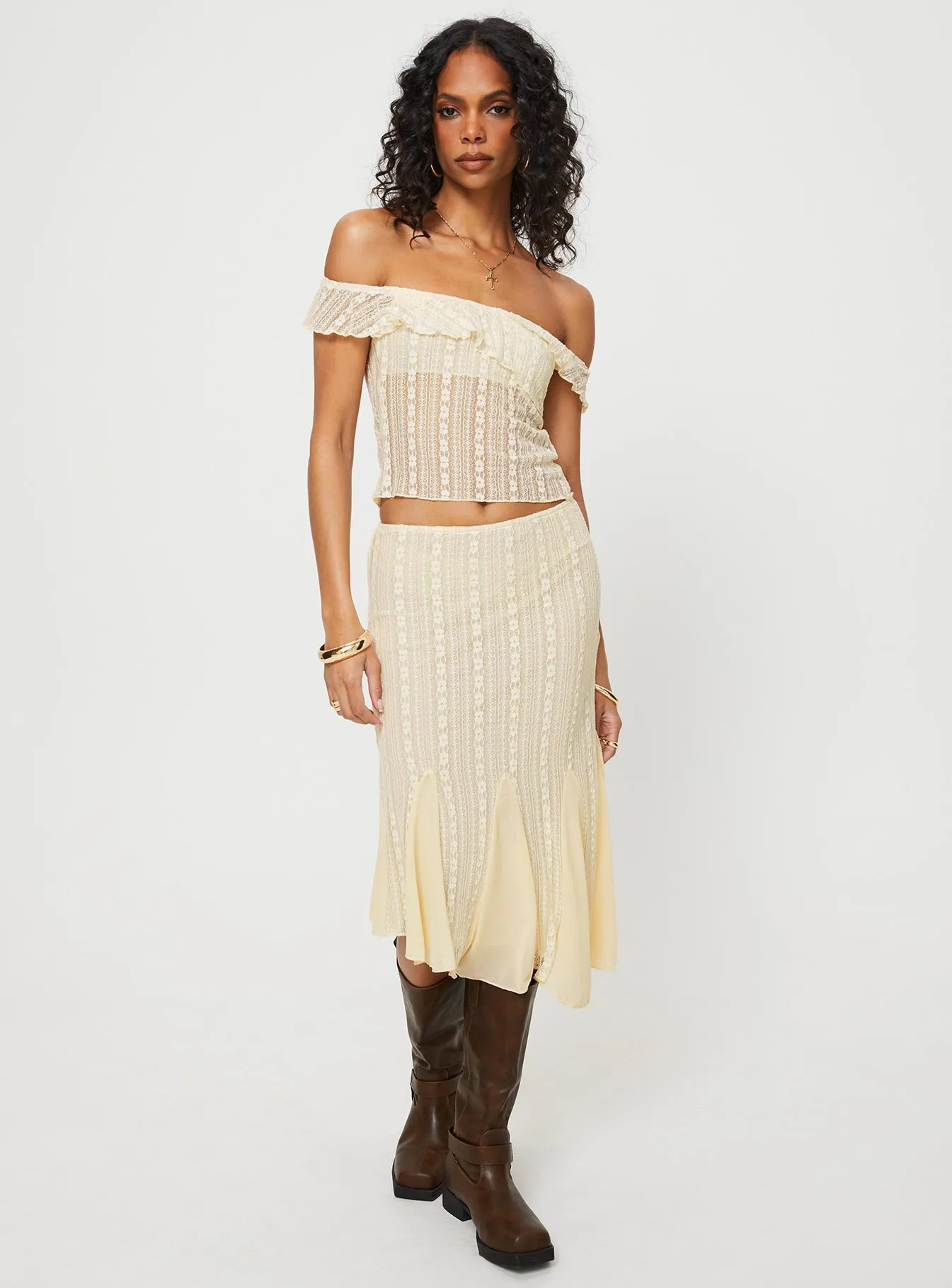 Betharia Midi Skirt Cream