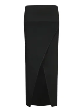 Black Slit Midi Skirt