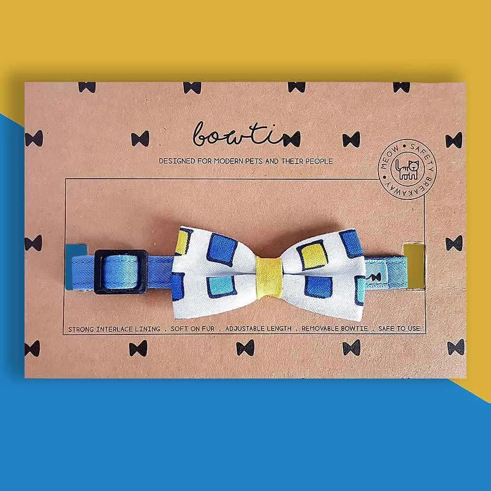 Bowtix Handmade Cat Collar With Removable Bowtie - Gem Blocks