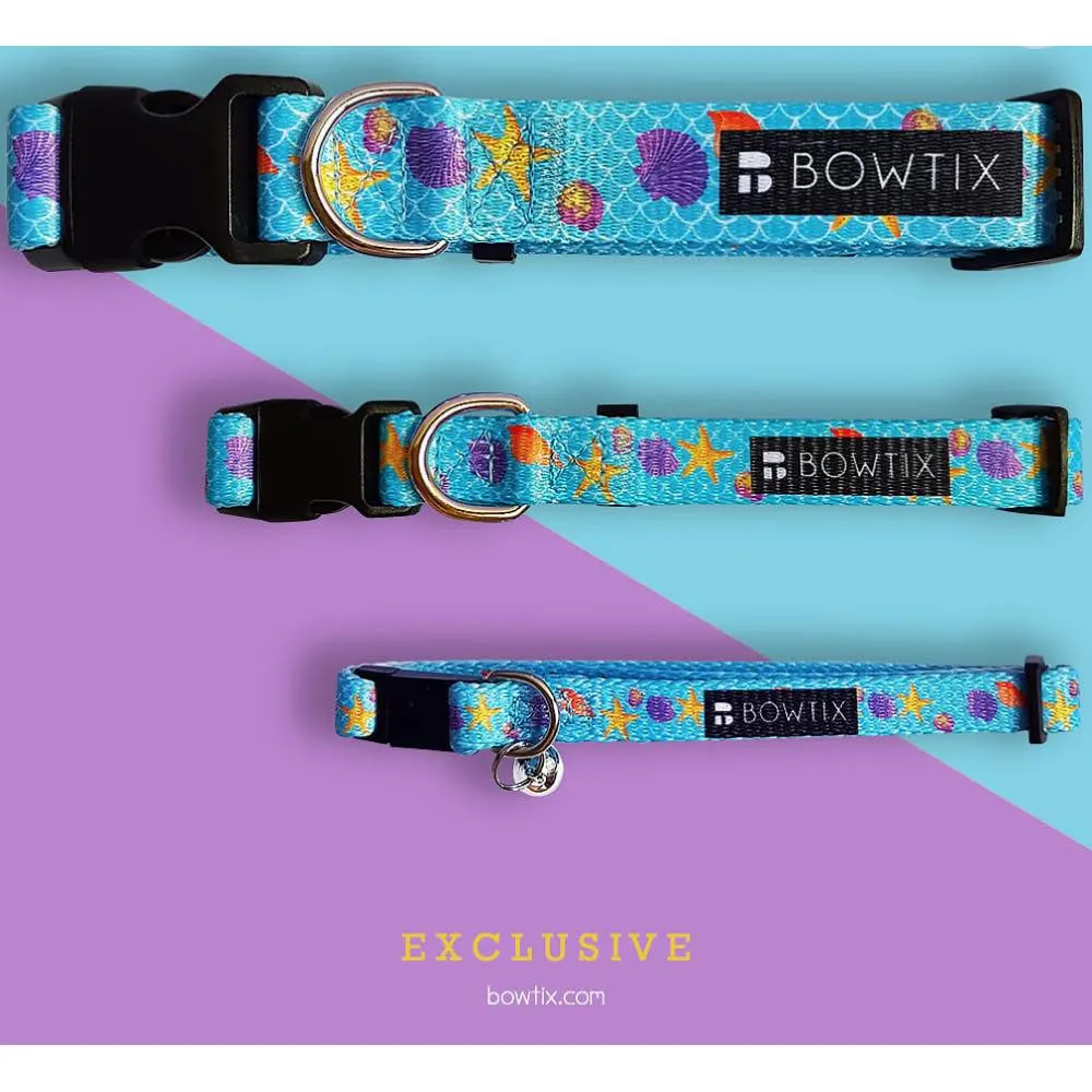 Bowtix Handmade Dog Collar With Removable Bowtie - Sea & Shell