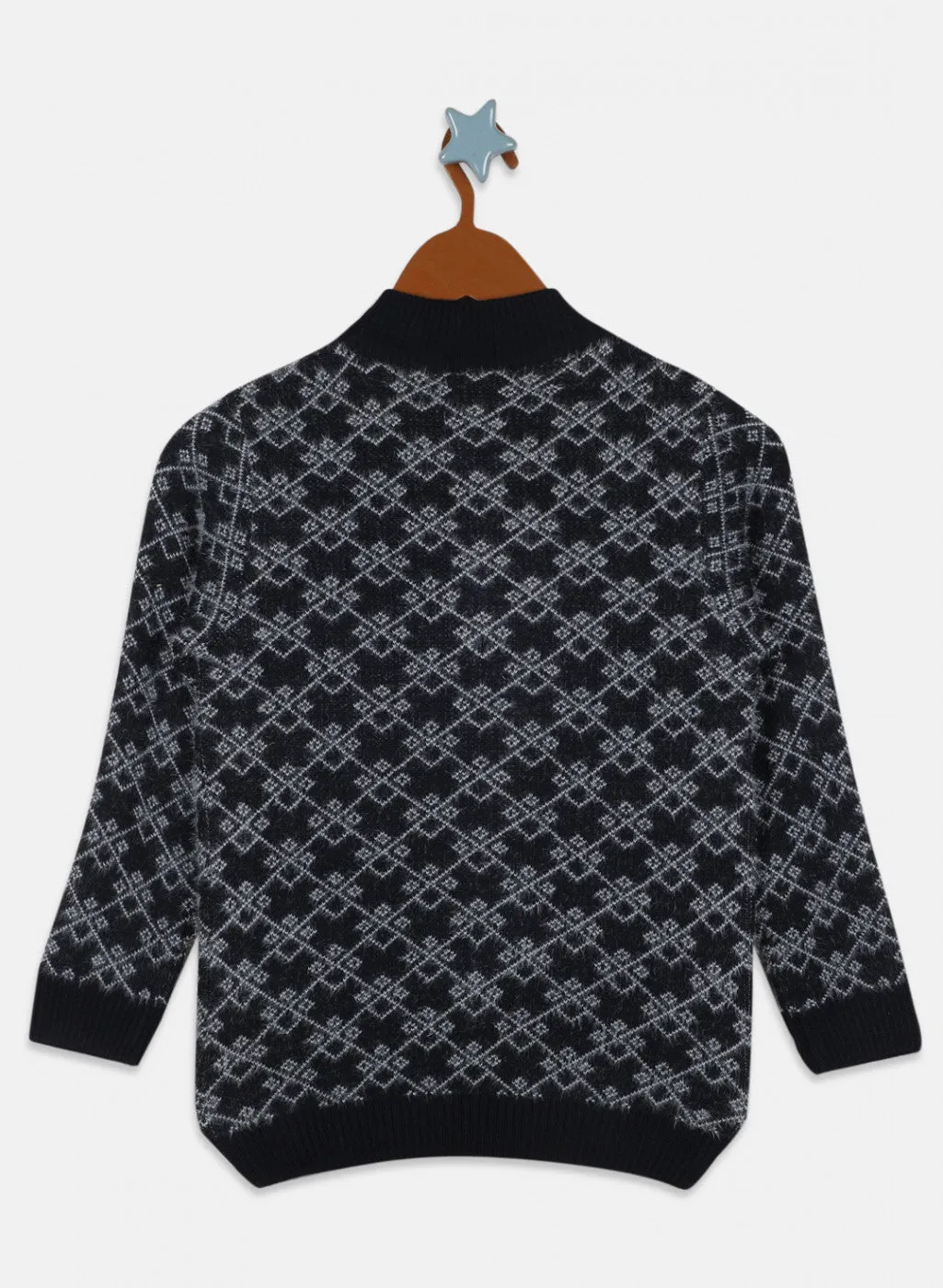 Boys Black Jaquard Pullover