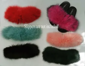 BY ORDER Real Fur for Slippers, Fox Fur Pieces, Pair of Premium Fox Fur Trim, Fox Fur for Sandals, Fluffy Fur Slides Sandals, Fur Slippers