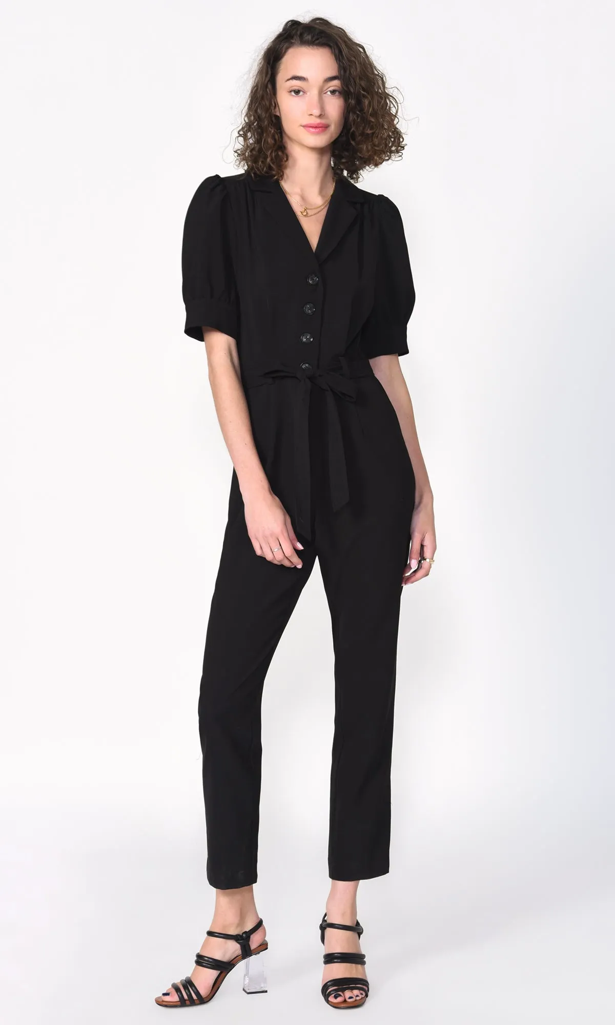 Charlotte Puff Sleeve Crepe Jumpsuit