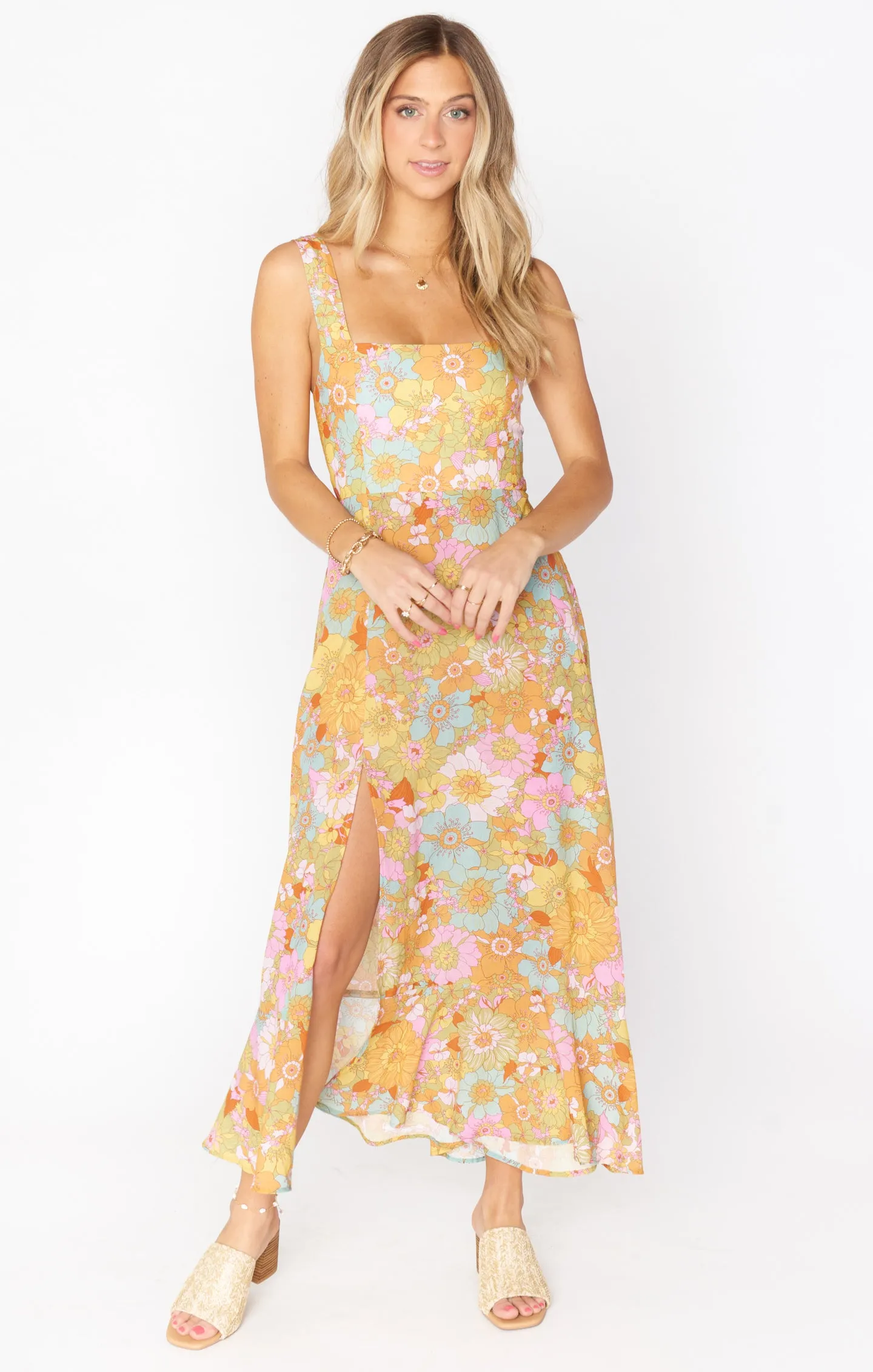 Claire Midi Dress ~ Groovy Blooms