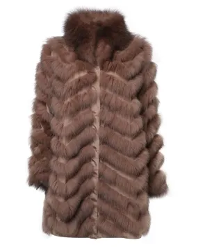 Classic Reversible Fox Coat in Camel