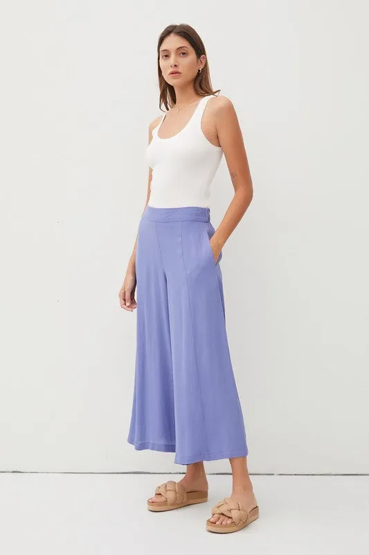 Cobalt Flowy Pull On Wide Leg Capri Dress Pants