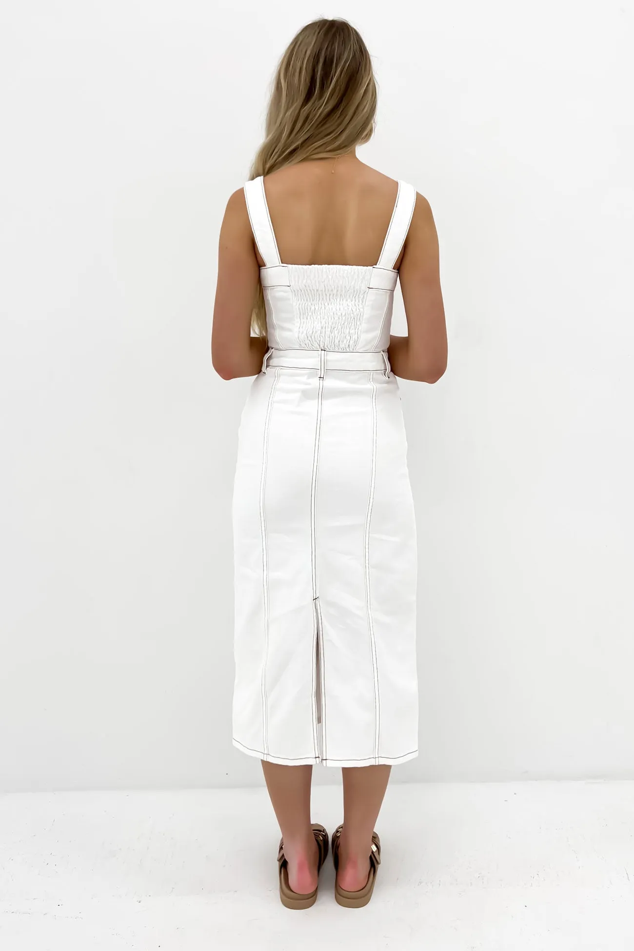 Coco Denim Midi Dress Vintage White