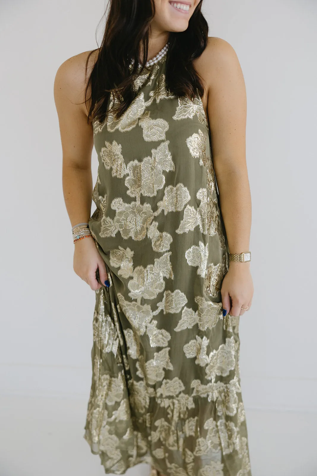 Cordelia Maxi Dress - Olive/Gold