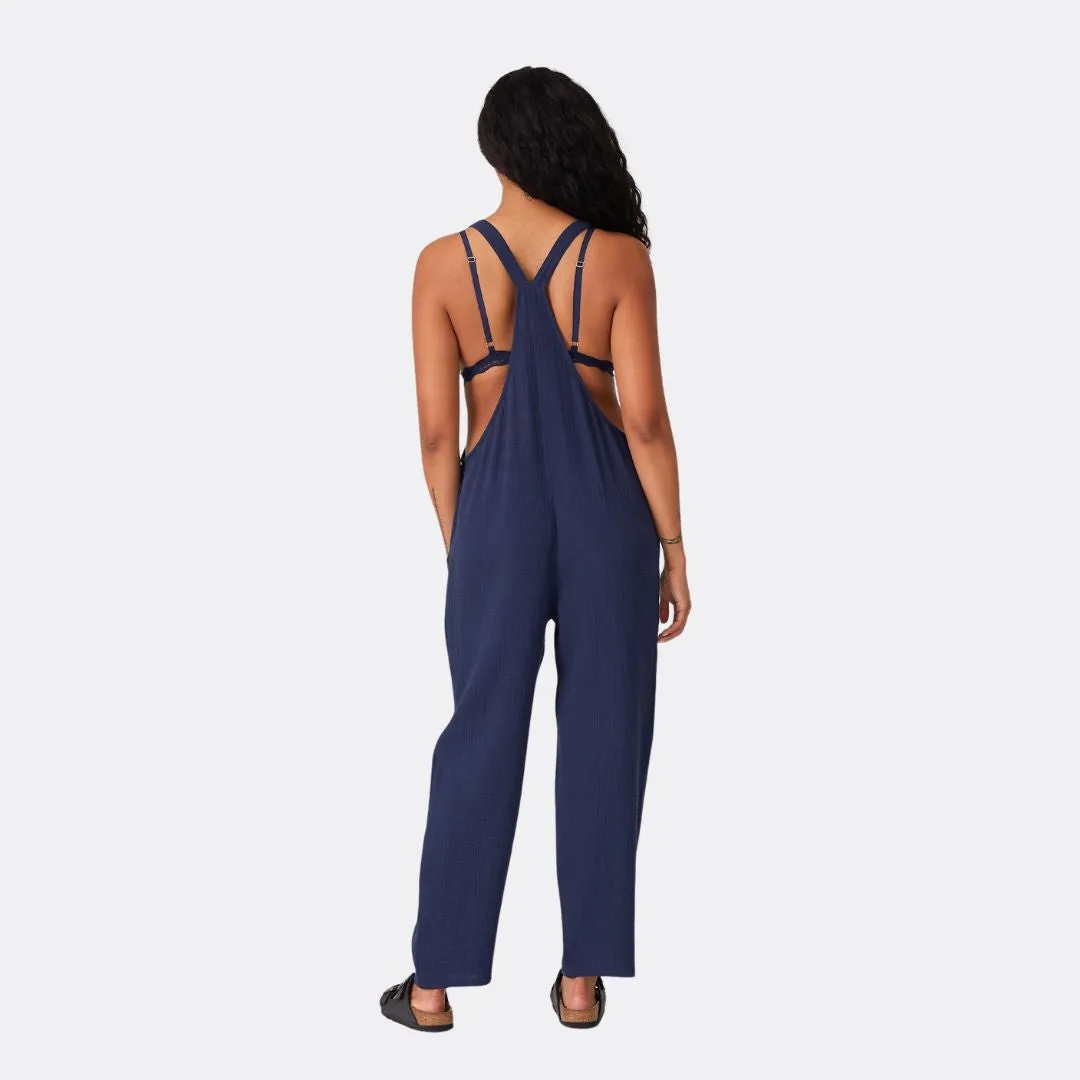 Cotton Oversized Sleeveless Racerback Jumpsuit (Royal)