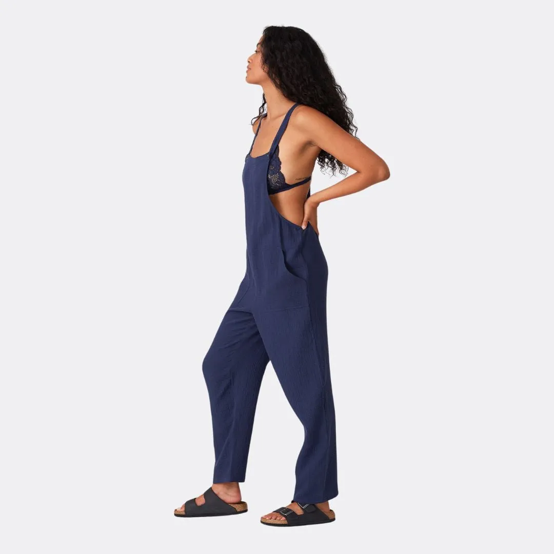 Cotton Oversized Sleeveless Racerback Jumpsuit (Royal)