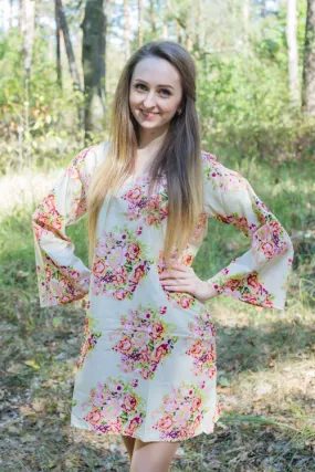 Cream Bella Tunic Style Caftan in Floral Posy Pattern