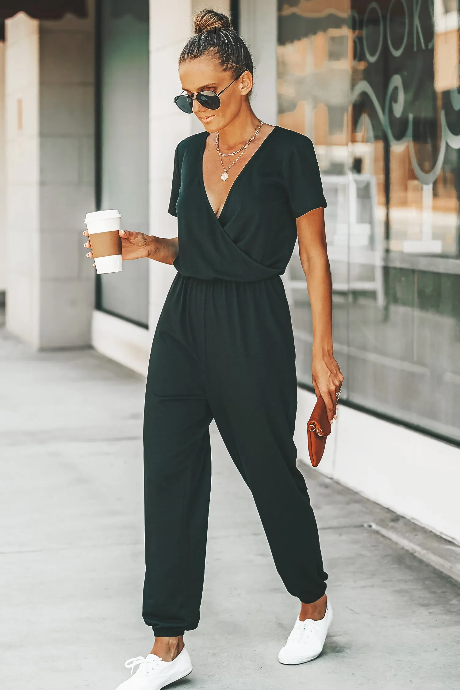 Danica V-neck Maxi Short Sleeve Jumpsuit