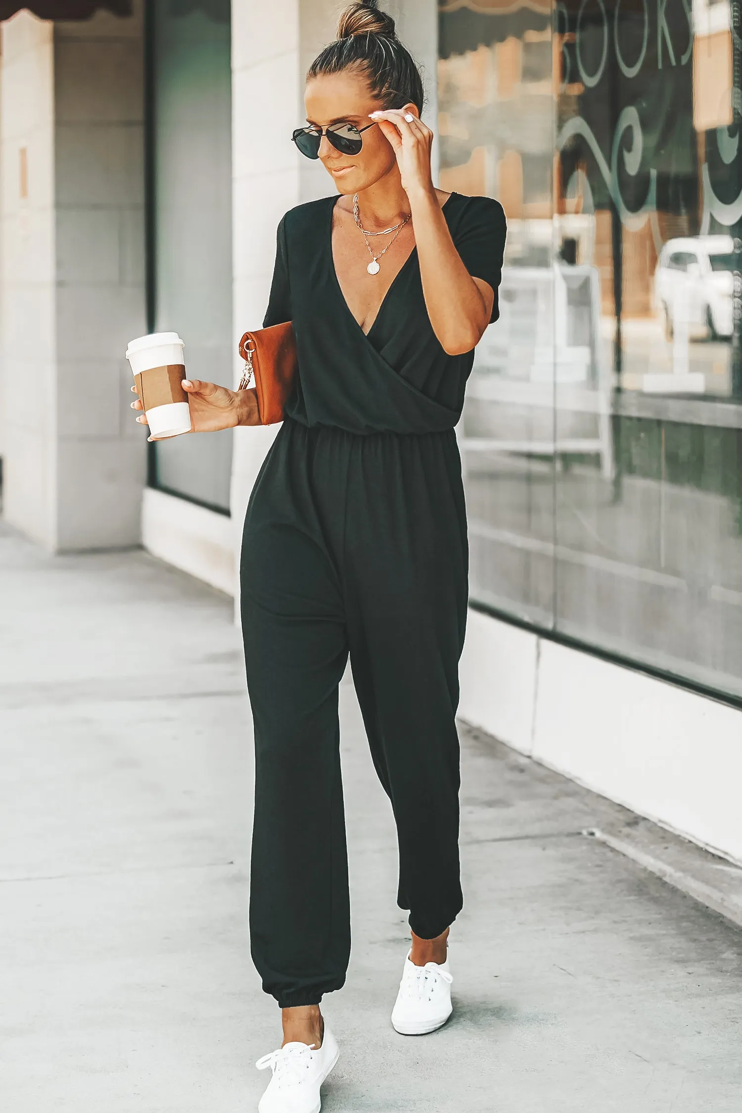 Danica V-neck Maxi Short Sleeve Jumpsuit