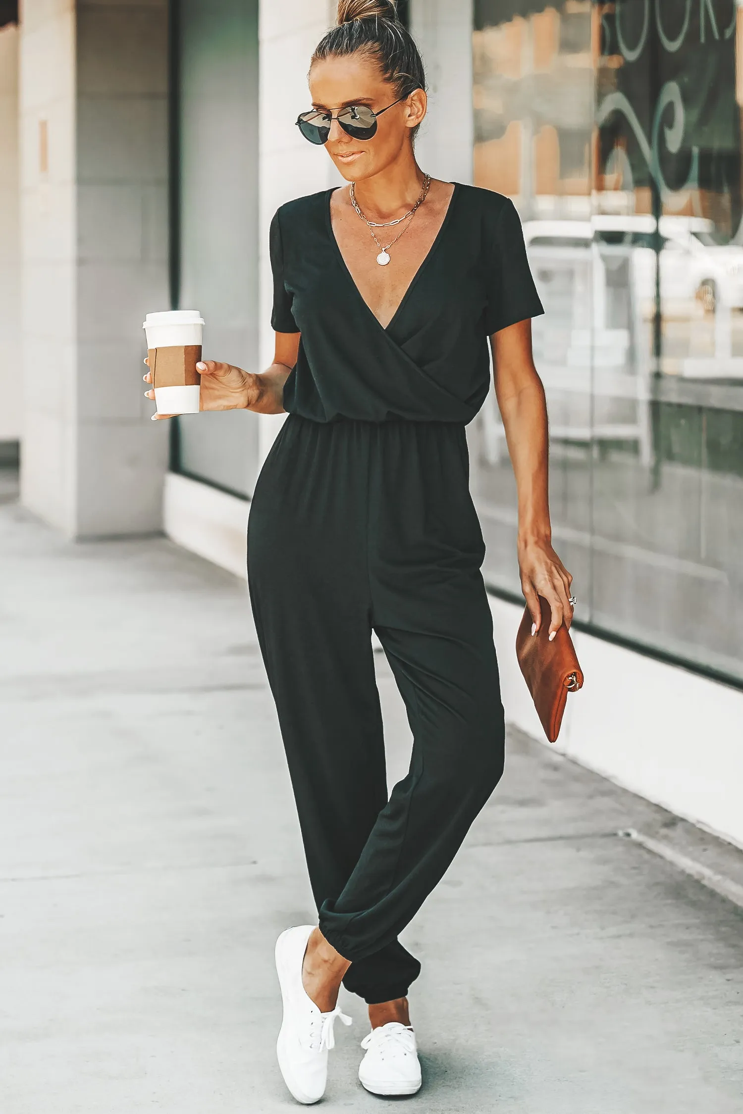 Danica V-neck Maxi Short Sleeve Jumpsuit