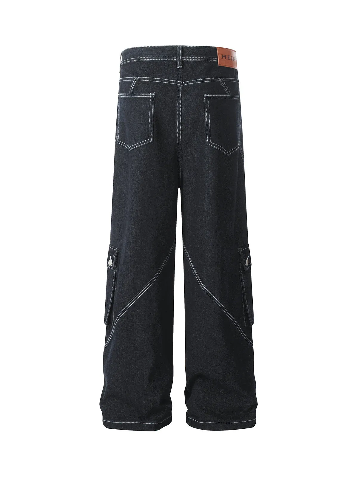 Deconstructed Multi-Pocket Cargo Straight Jeans