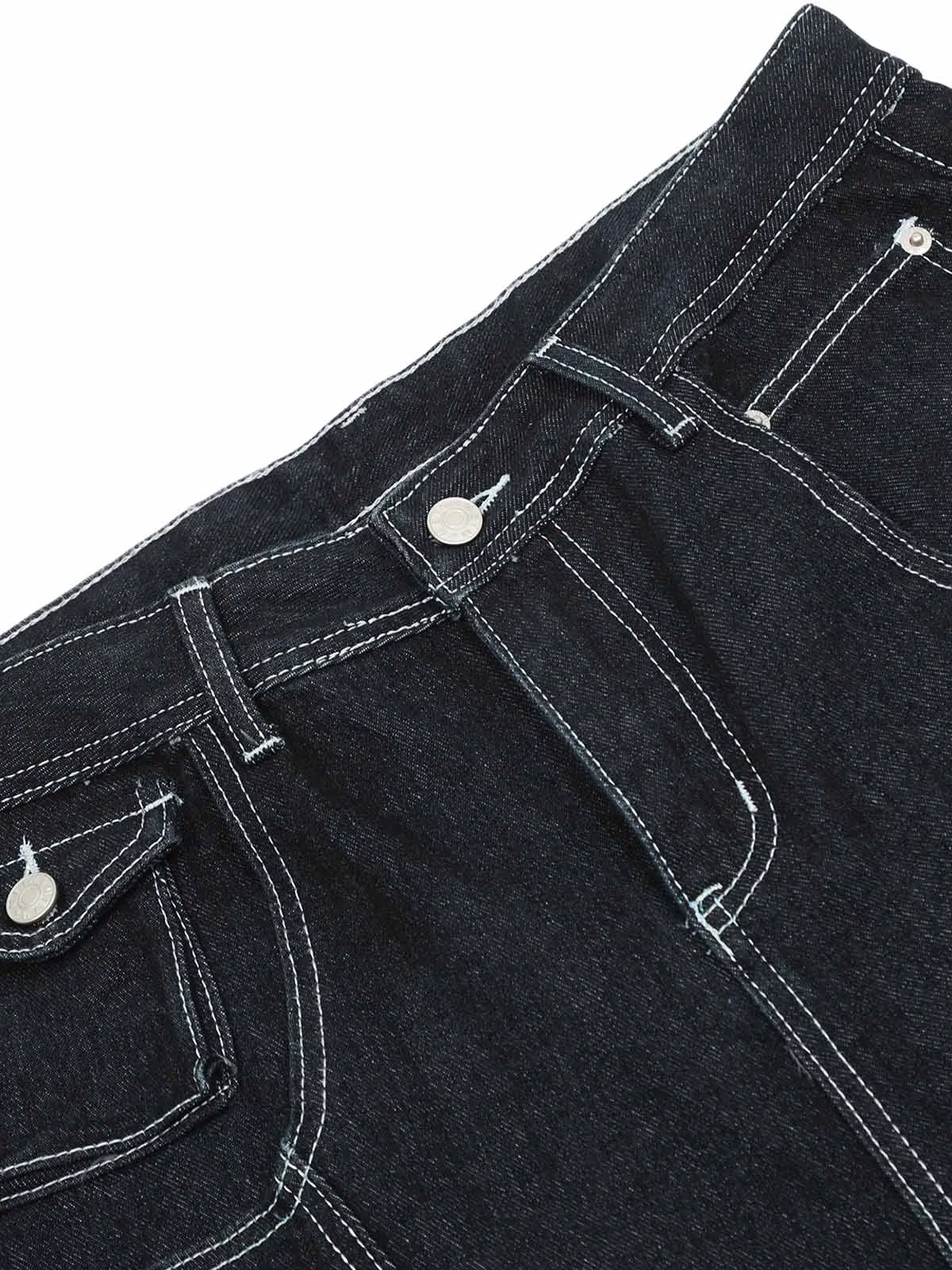 Deconstructed Multi-Pocket Cargo Straight Jeans