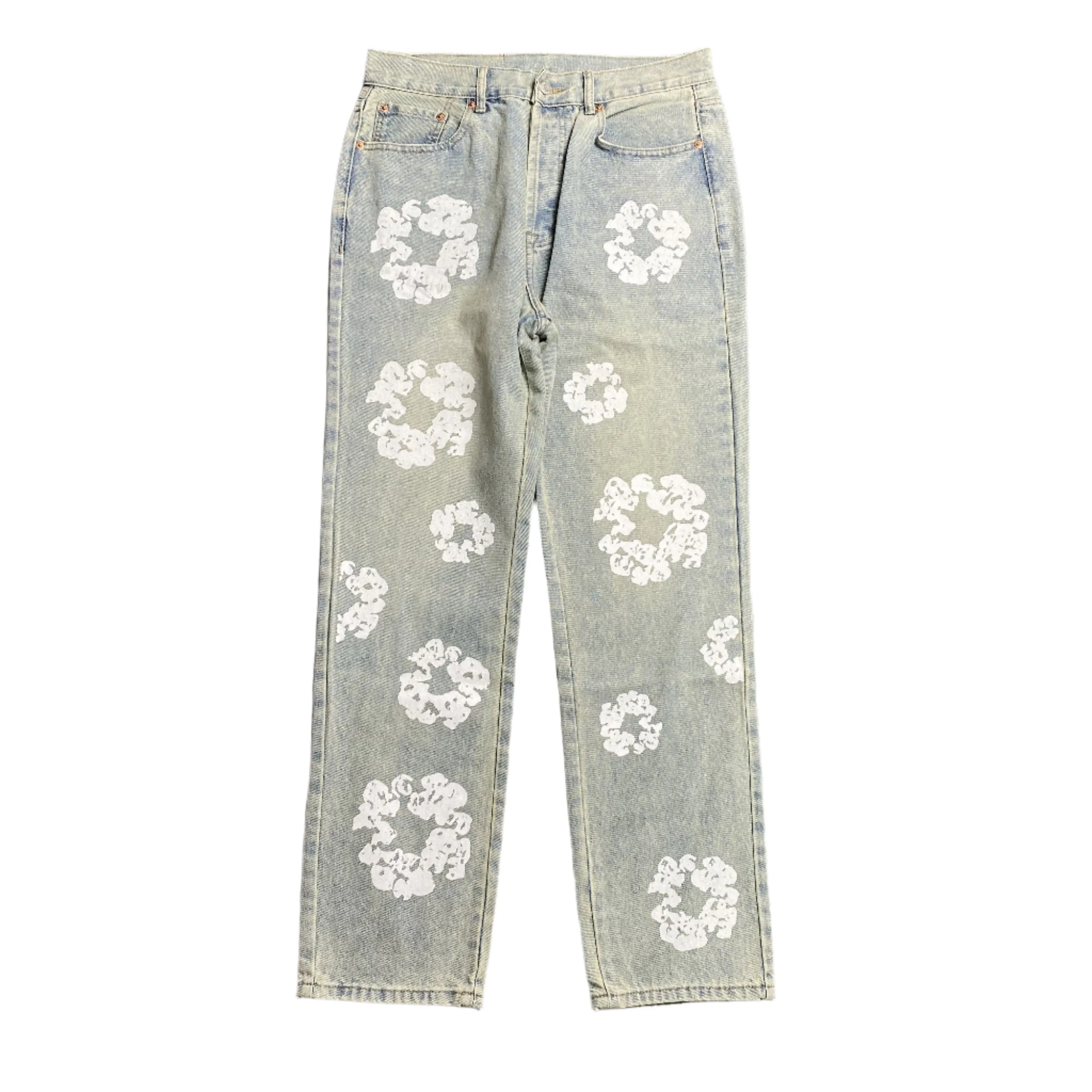 DENIM TEARS x LEVI'S DIRTY WASH WREATH JEANS LIGHT WASH