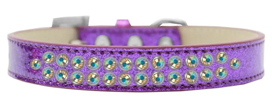 Dog, Puppy & Pet Ice Cream  Collar, "Two Row Aurora Borealis Crystal Rimsets"