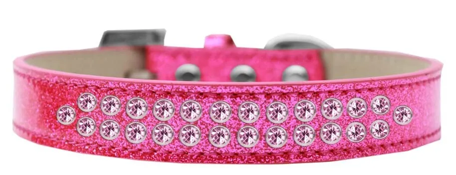 Dog, Puppy & Pet Ice Cream  Collar, "Two Row Light Pink Crystal Rimsets"