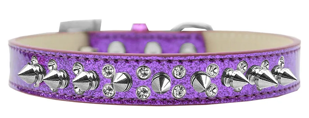 Dog, Puppy and Pet Ice Cream  Collar, "Double Crystal & Clear Spikes"