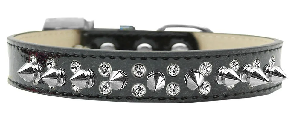 Dog, Puppy and Pet Ice Cream  Collar, "Double Crystal & Clear Spikes"