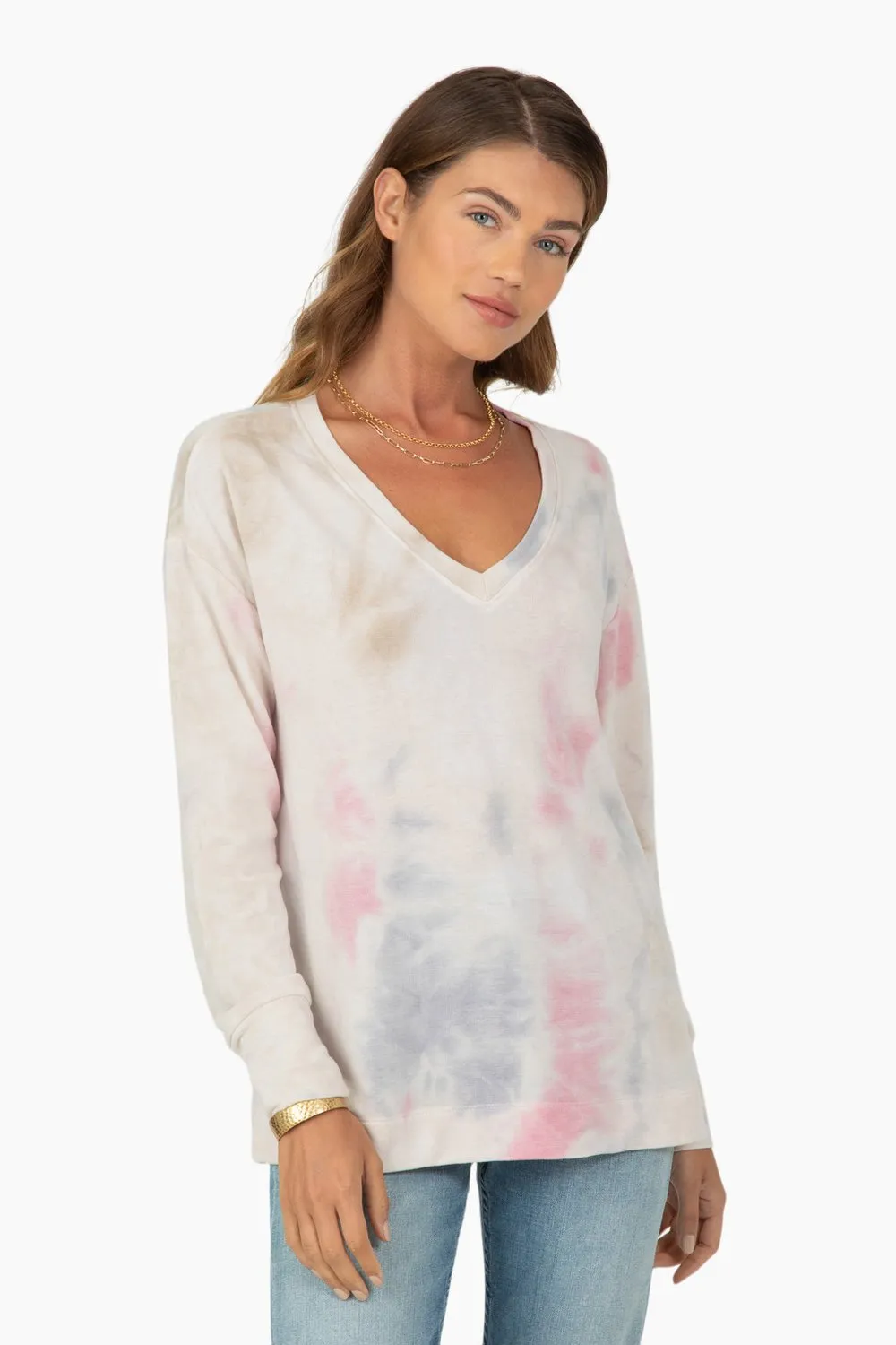 Dylan Tie-Dye Ali V-Neck Berry/Blue