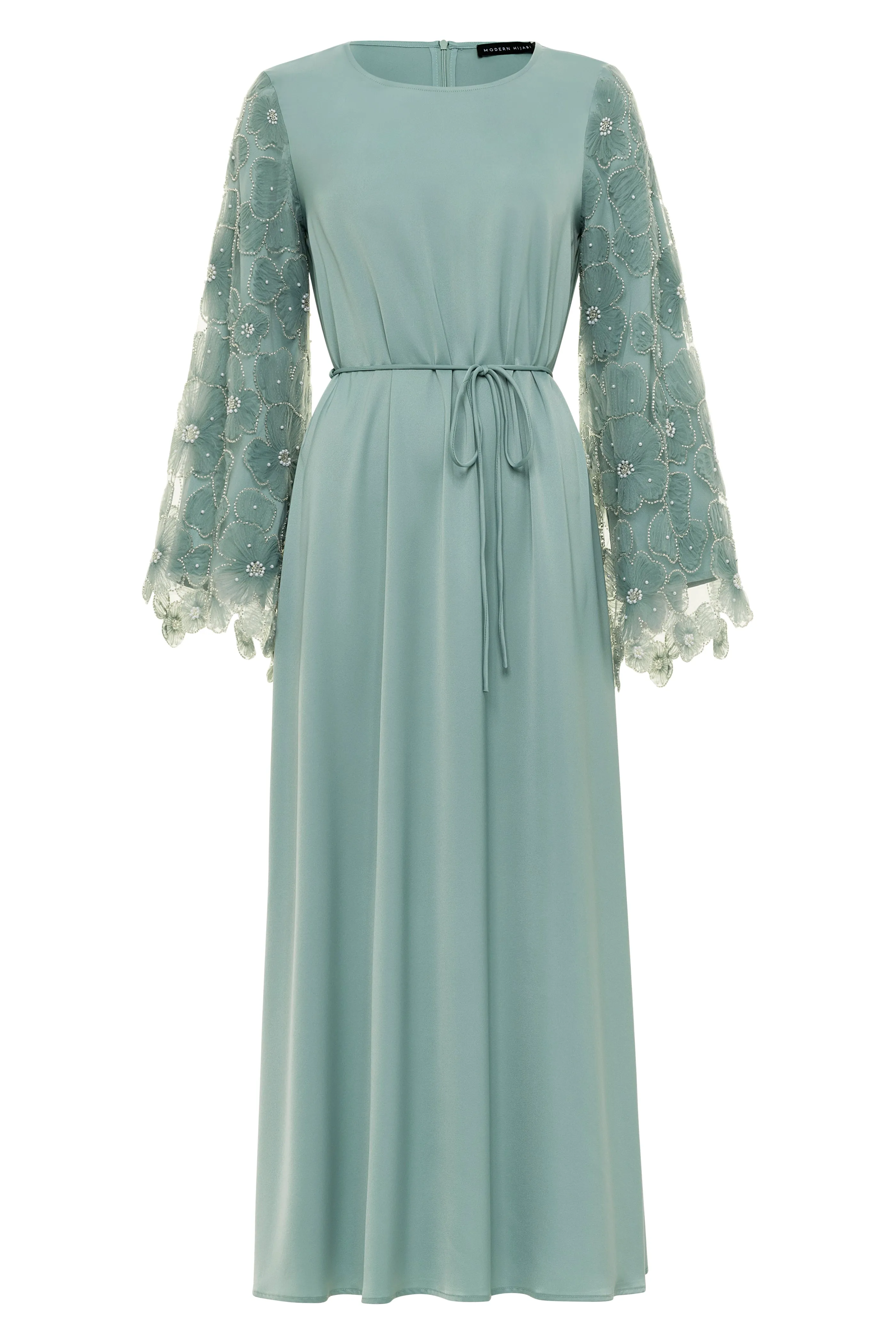 Elara Petal Maxi Dress - Mint Blue