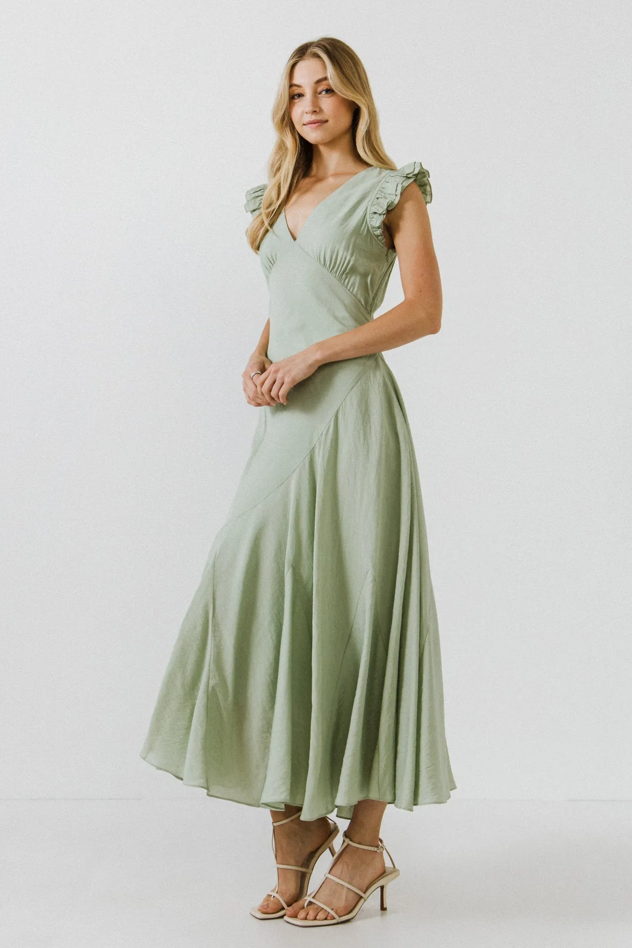 Endless Rose - Asymmetrical Ruffle Maxi Dress