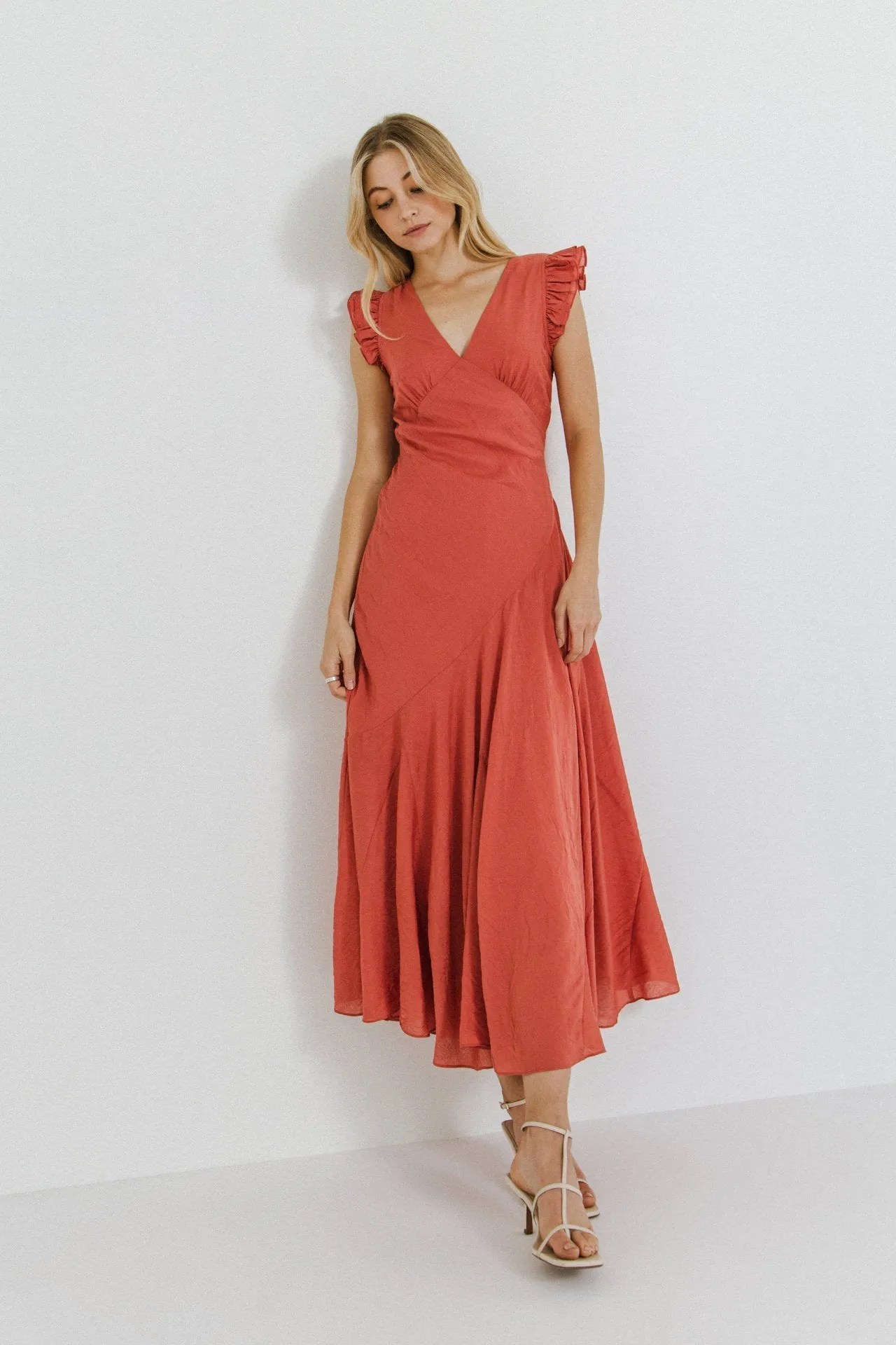 Endless Rose - Asymmetrical Ruffle Maxi Dress