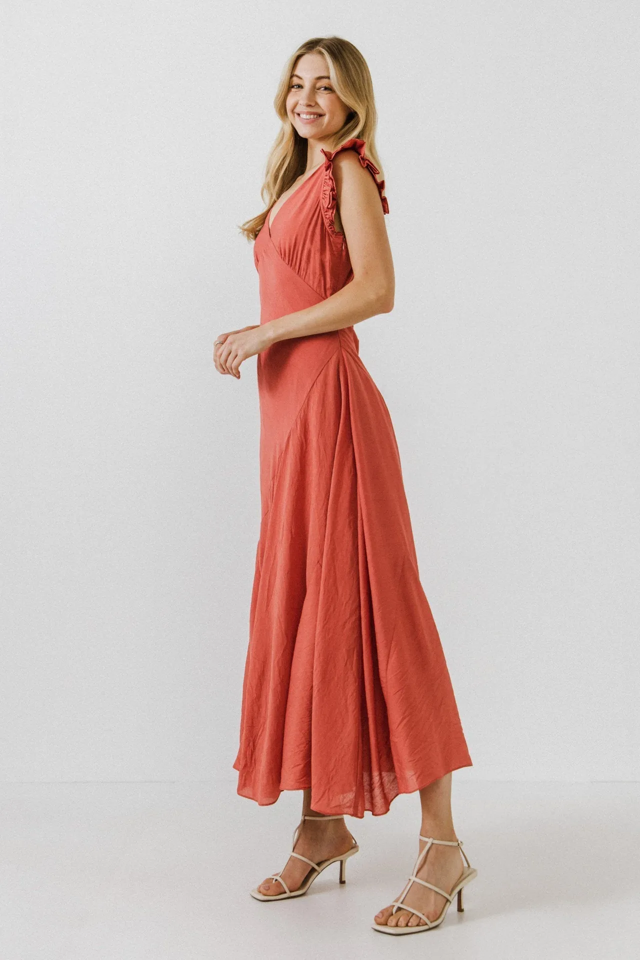 Endless Rose - Asymmetrical Ruffle Maxi Dress