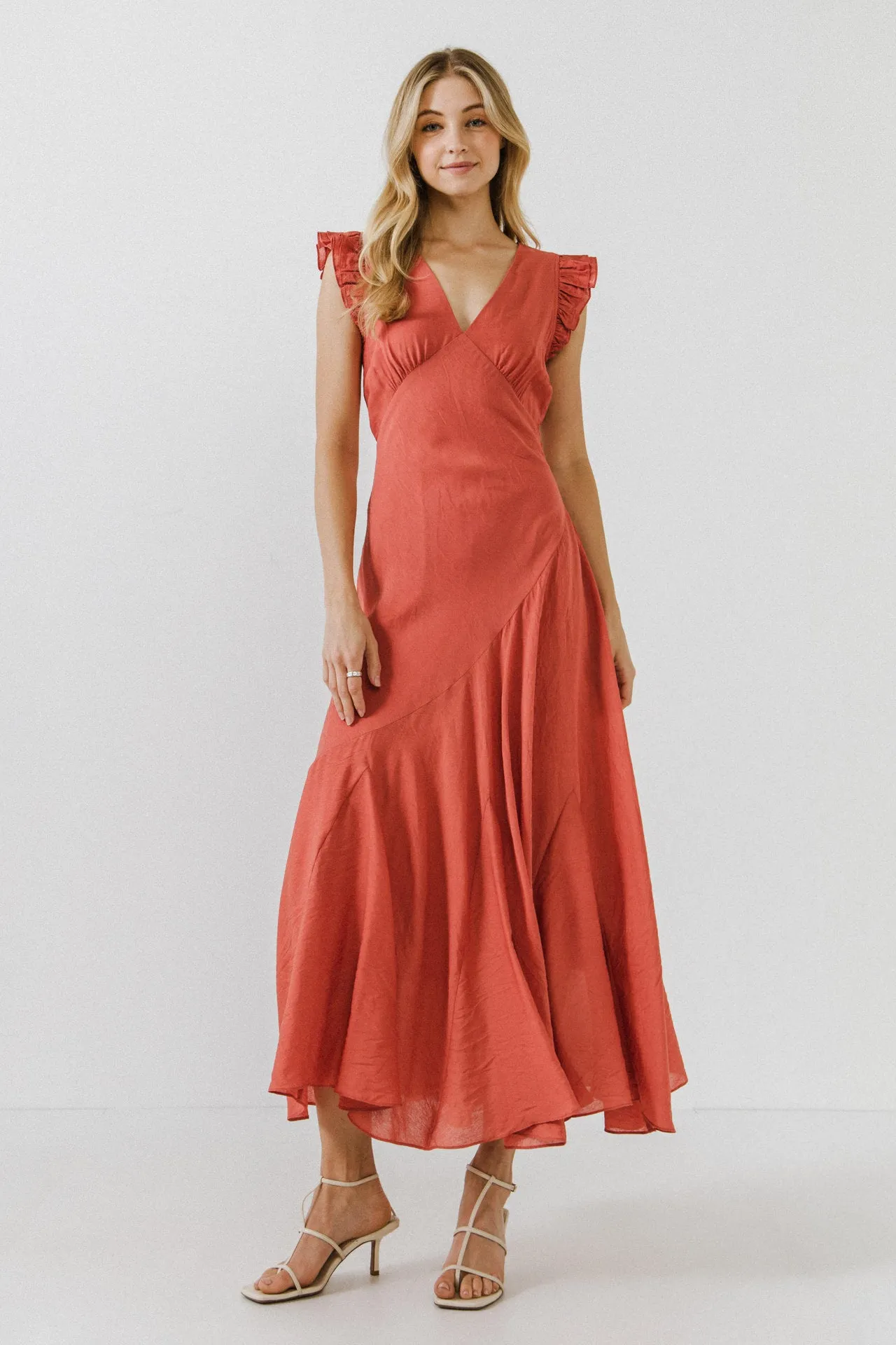 Endless Rose - Asymmetrical Ruffle Maxi Dress