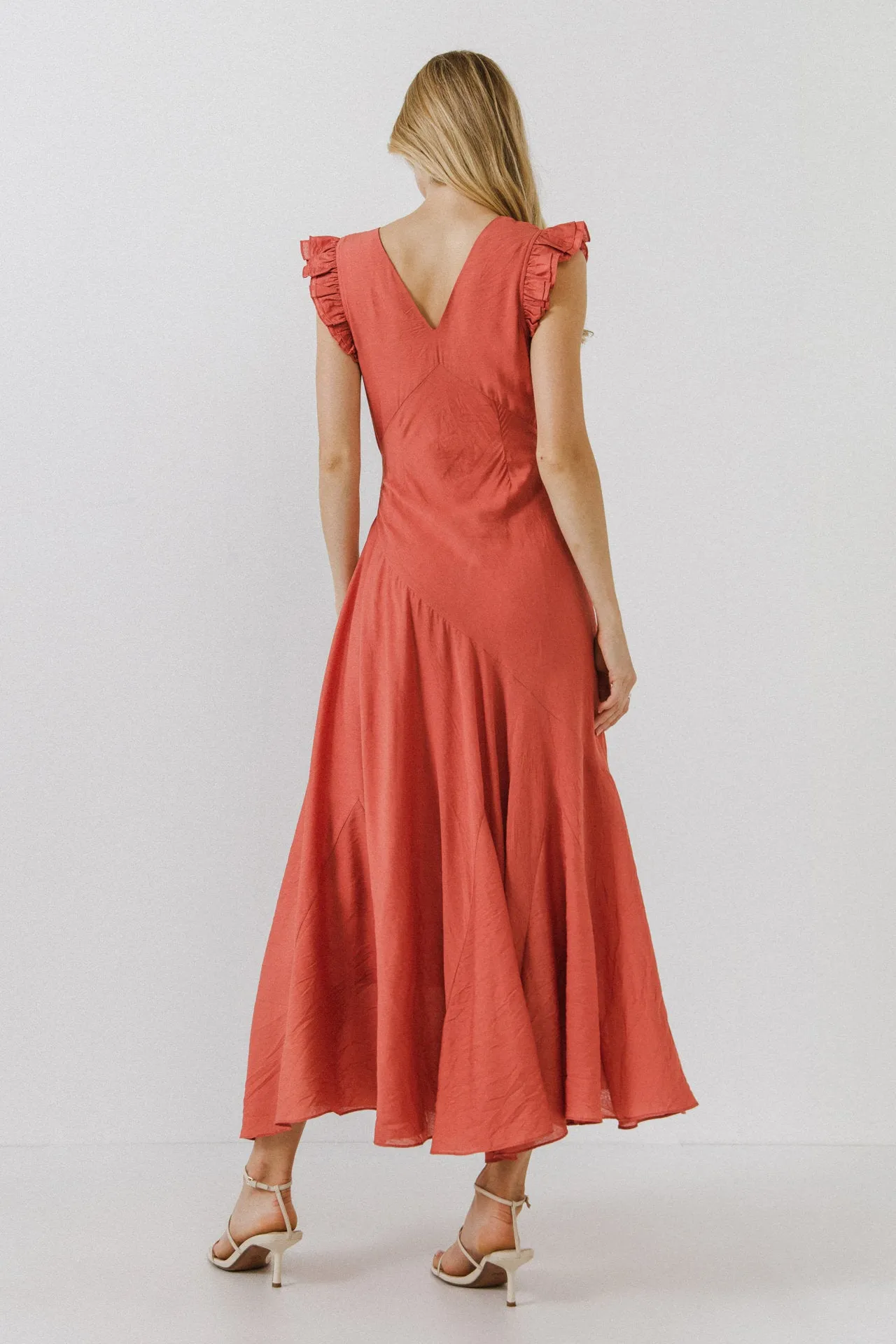 Endless Rose - Asymmetrical Ruffle Maxi Dress