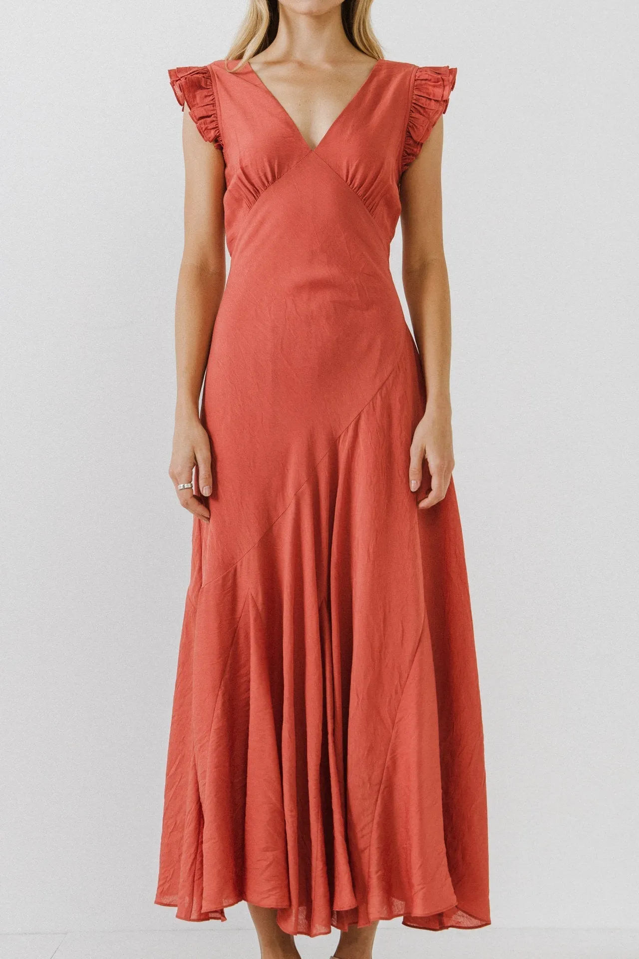 Endless Rose - Asymmetrical Ruffle Maxi Dress