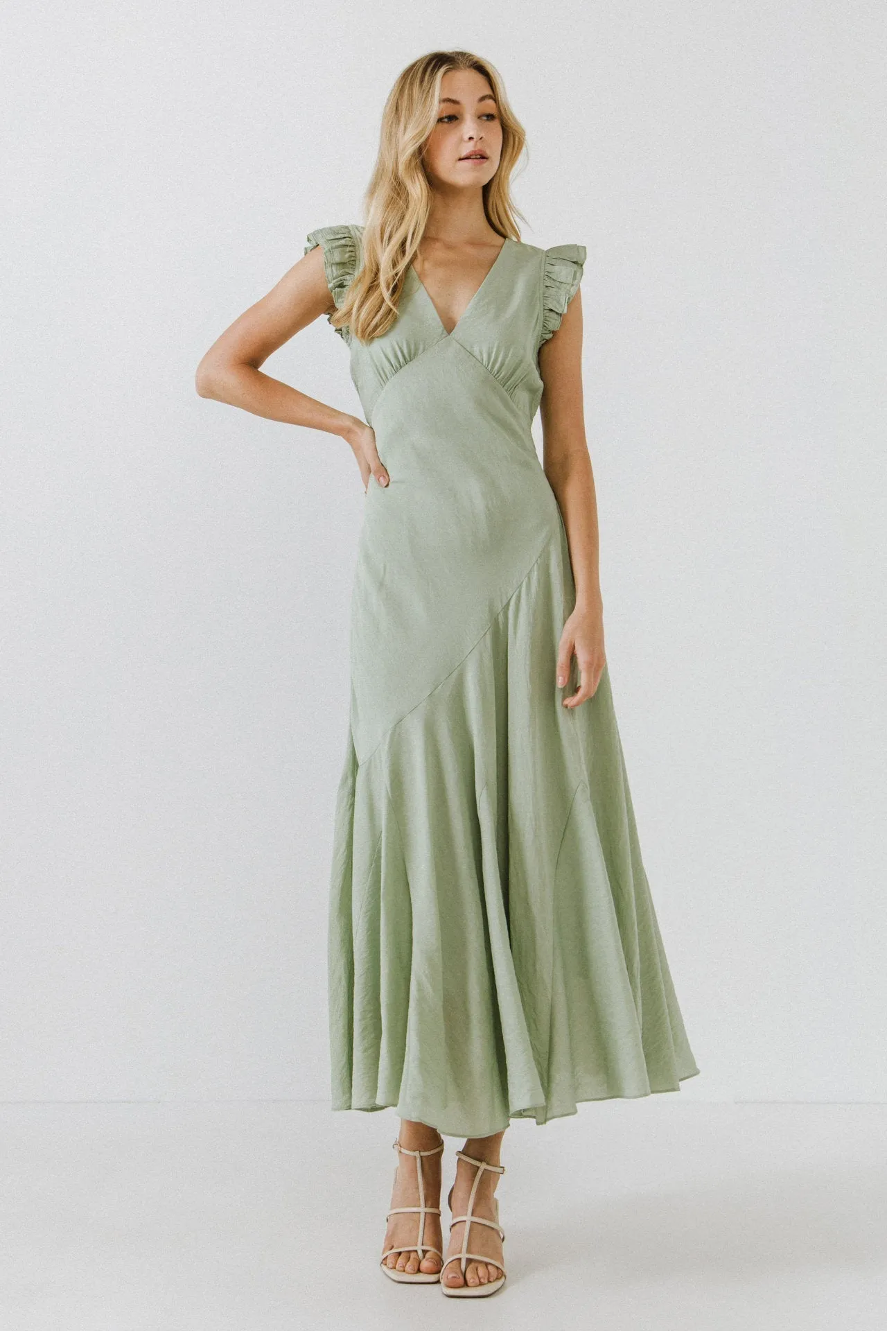 Endless Rose - Asymmetrical Ruffle Maxi Dress