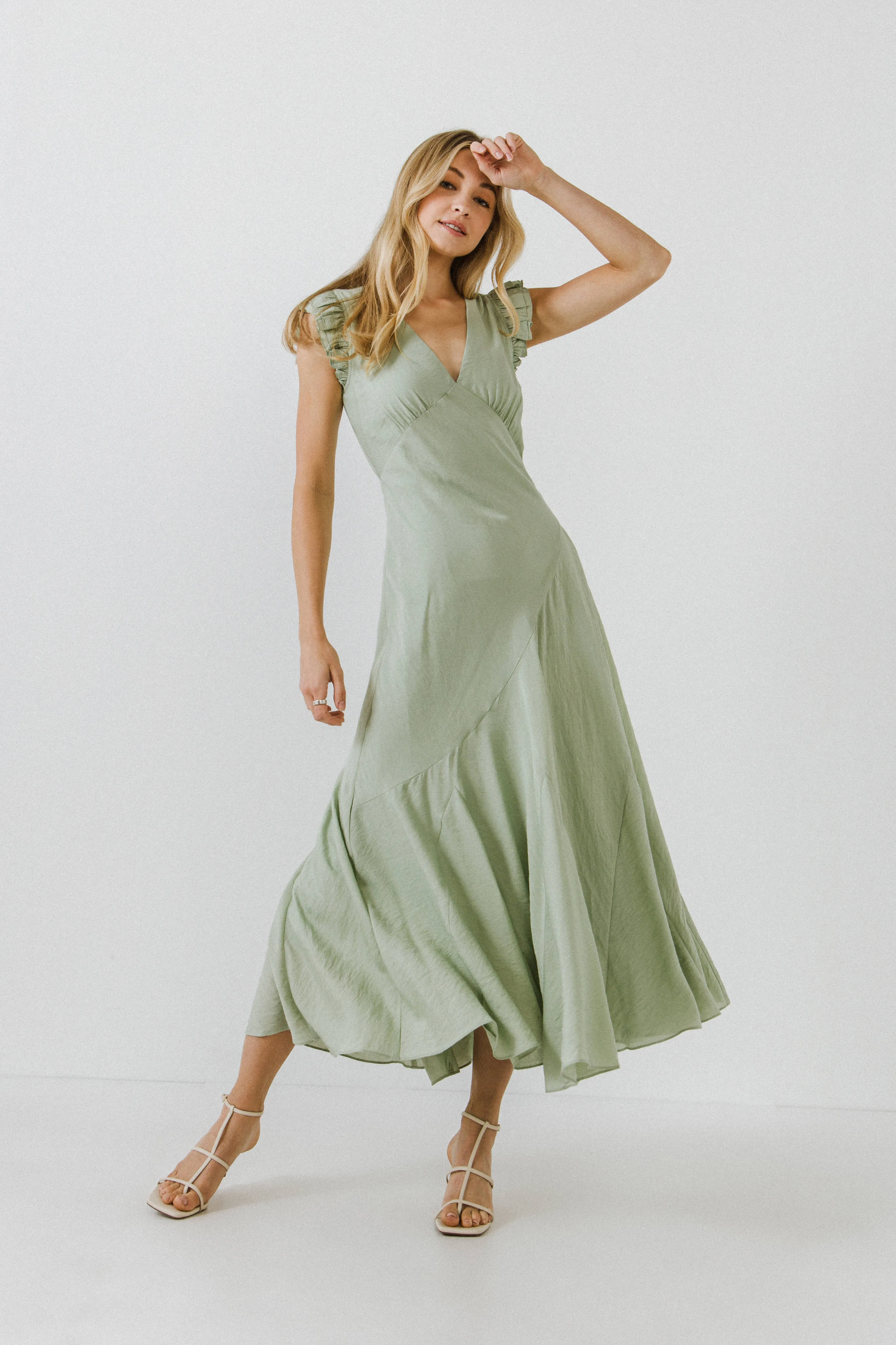 Endless Rose - Asymmetrical Ruffle Maxi Dress